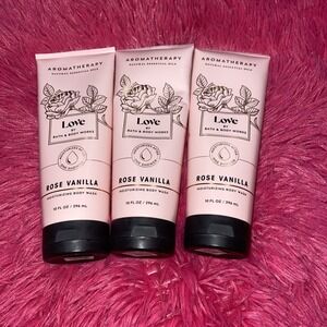 BATH‎ & BODY WORKS AROMATHERAPY MOISTURIZING BODY WASH LOVE ROSE VANILLA 3x